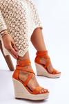 Зручні босоніжки на високій танкетці помаранчеві Lemira 