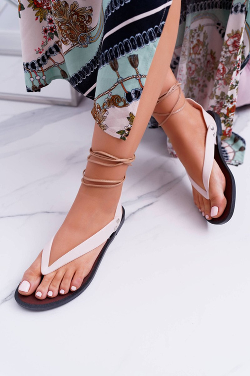 Бежеві багаторівневі шльопанці Lu Boo, сандалі Meliski Florence