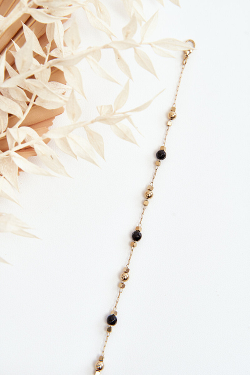 Класичний браслет із чорним бісером, золото