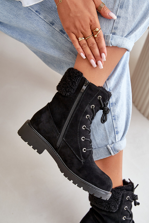 Жіночі робочі черевики на підкладці з блискавкою чорного кольору Mivael