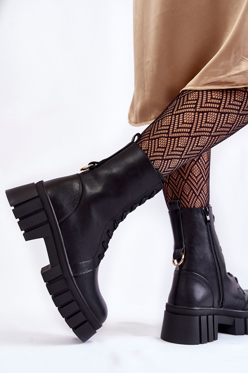 Шкіряні утеплені черевики на платформі світло-бежеві Telisa