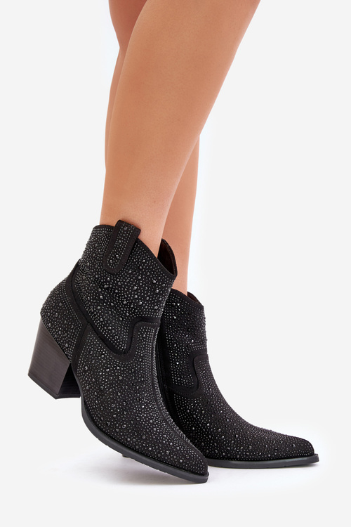 Прикрашені ковбойські черевики з гострими носками Чорні S.Barski HY42-121