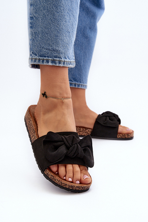 Жіночі чорні тапочки з бантом Ezephira