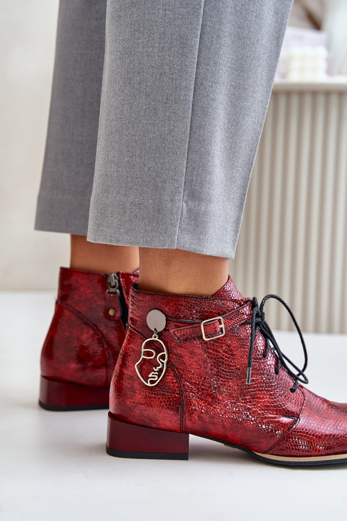 Жіночі шкіряні лаковані ботильйони Maciejka Red 5743A-08