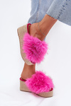 Жіночі Сабо На Каблуку З Пухом І Плетінням Фуксія Вірела