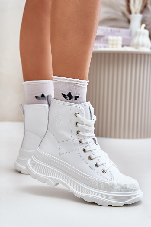 Шкіряні утеплені кросівки на масивній платформі Big Star OO274A598 Білі