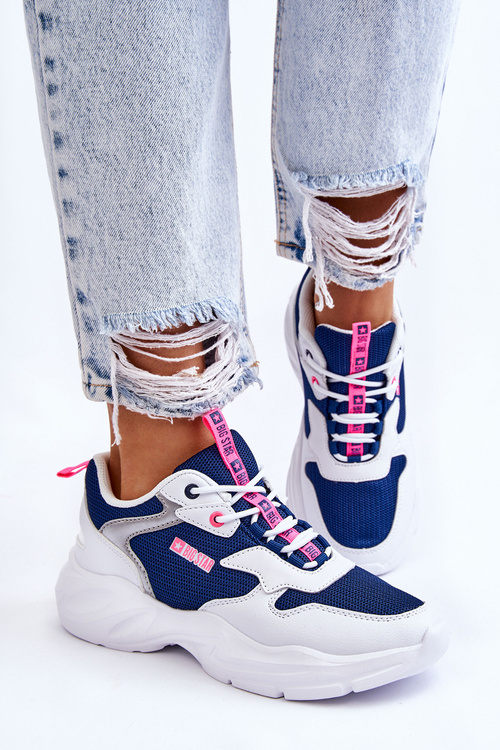 Жіноче легке спортивне взуття Big Star LL274376 біле та темно-синє