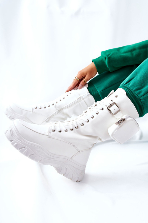 Чоботи на платформі з сумкою Білі Issanti