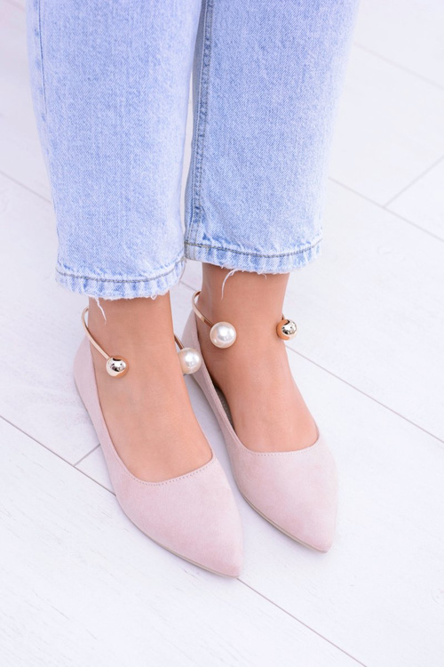 Пудрово-рожеві балерини з гострим браслетом Mami