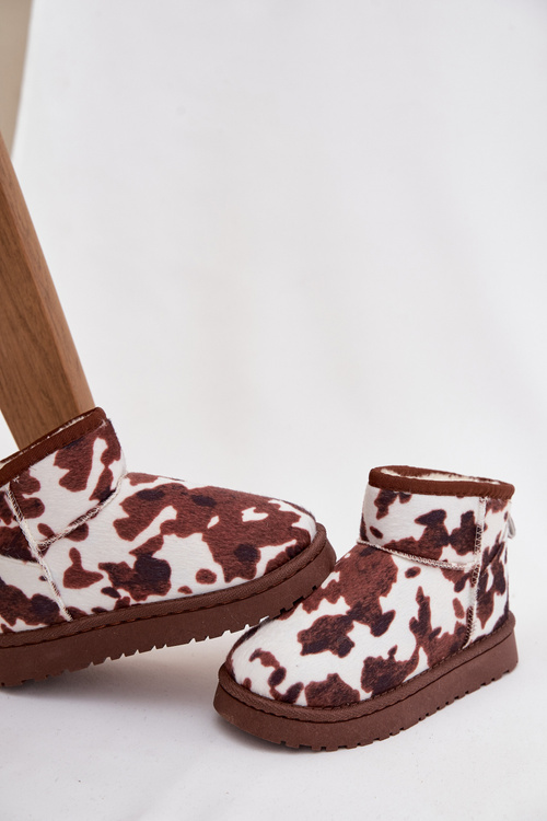 Дитячі молодіжні зимові черевики з хутряною підкладкою з латками білого-коричневого Mireya