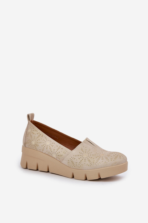 Жіноче Взуття З Перфорацією На Підборах Золоті Лісвія