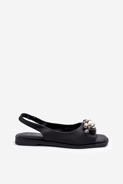 Жіночі босоніжки з декором S.Barski KV27-004 Чорні