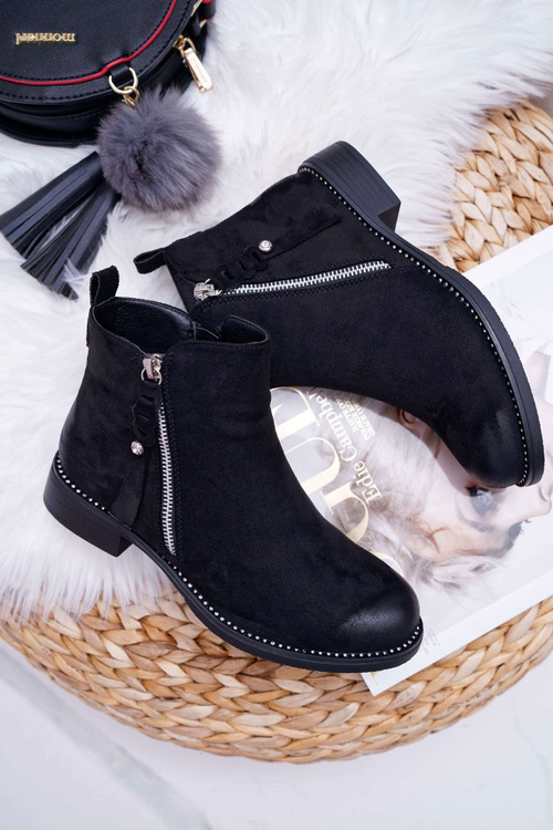 Чоботи жіночі на підборах чорні Barski 98-20