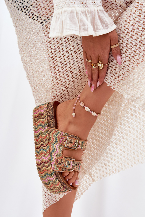 Жіночі Сандалі На Масивній Платформі З Плетінням Та Застібками Багатоколірні