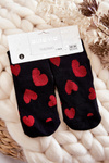 Жіночі нековзкі шкарпетки в сердечках чорного кольору