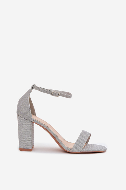 Блискучі Жіночі Сандалі На Підборах Сріблясті Kavina