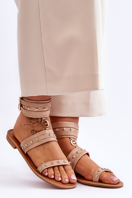 Унікальні жіночі босоніжки на шпильці бежеві Selina