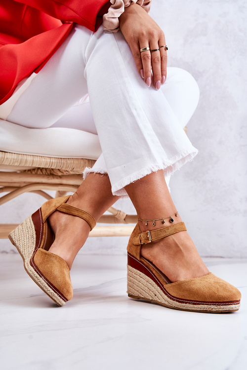 Жіночі еспадрільї на танкетці коричневого кольору