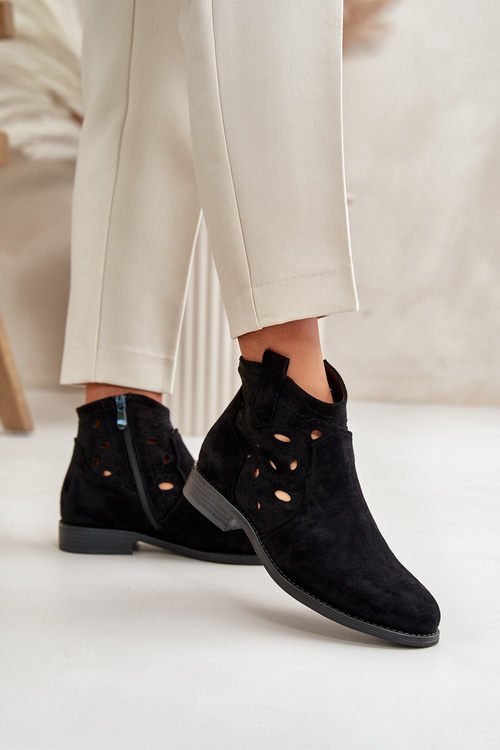 Жіночі ботильйони з вирізом на блискавці чорні S.Barski HY42-081