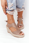 Босоніжки на танкетці з косами Бежеві Mykonos