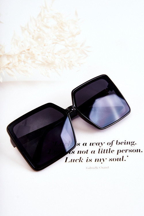 Жіночі квадратні сонцезахисні окуляри V130032 Чорно-золоті