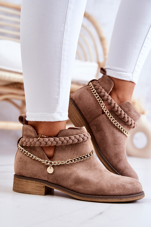 Замшеві черевики з ланцюжком Коричневі Talitha