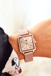 Годинник із квадратним циферблатом Michael John Rose Gold