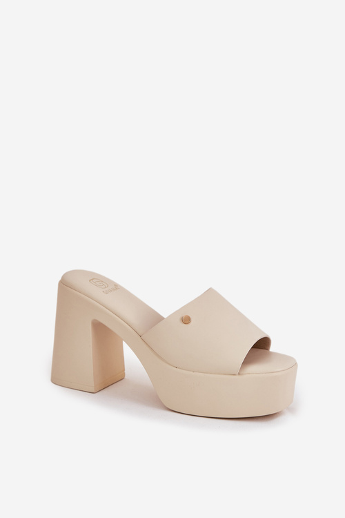 Жіночі Сандалі З Еко Шкіри На Каблуку І Платформі Світло Бежеві Tamirella