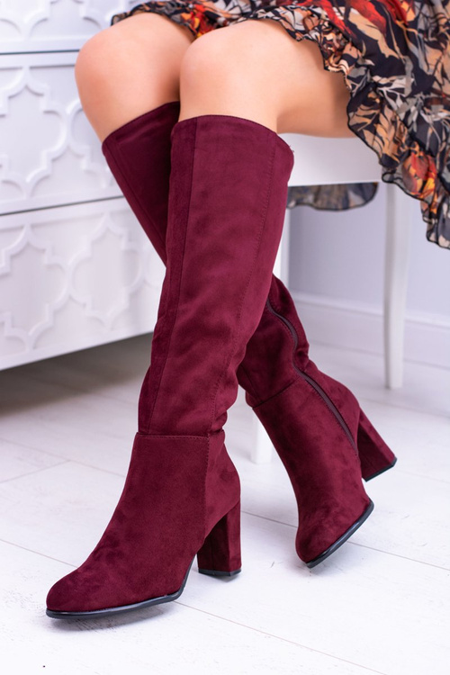 Бордові жіночі замшеві чоботи Sergio Leone KZ271