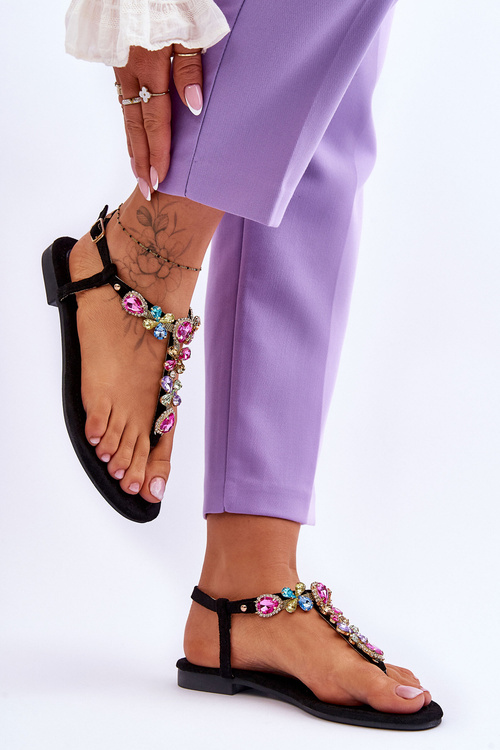 Замшеві шльопанці з камінням Black Frency