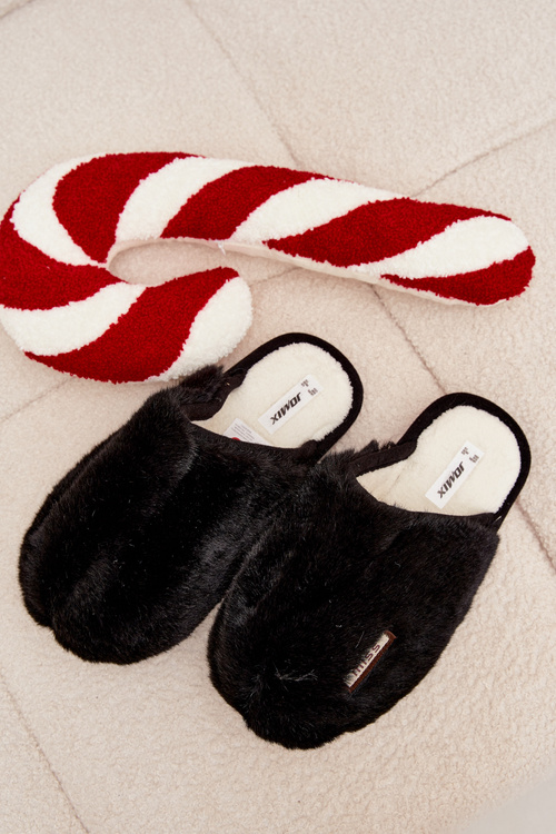 Мехові жіночі тапочки чорні Belinna