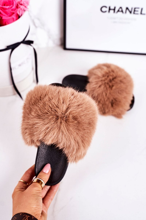 Дитячі тапочки з хутром Світло-коричневі Fashionista