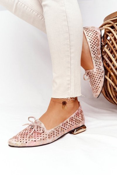 Ажурні лофери на золотих підборах Vinceza 21-10602 Різнокольор