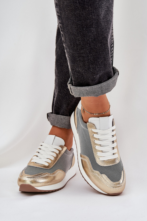 Шкіряне Спортивне Взуття Sneakers Жіноче D&A LR51-847 Золоті