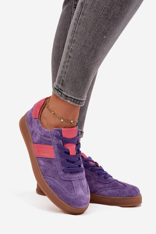 Замшеві жіночі кросівки Vinceza 79576 фіолетові