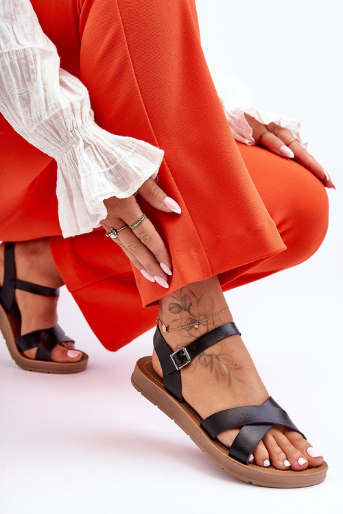 Жіночі класичні шкіряні босоніжки Black Talisma