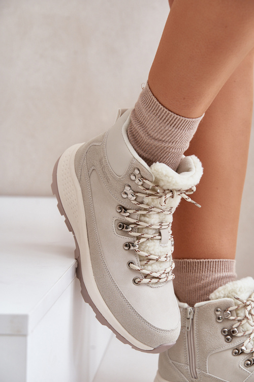 Жіночі легкі чоботи на блискавці світло-бежеві Lee Cooper LCJ-24-03-3071