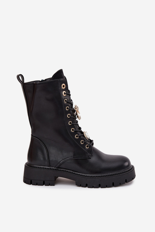 Жіночі Робочі Черевики З Прищіпками Утеплені Чорні Lomina