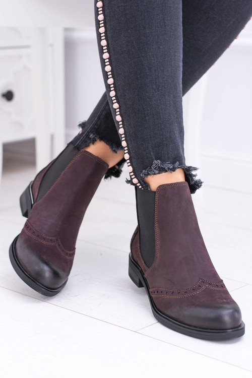 Жіночі темно-бордові шкіряні чоботи на шпильці Fields