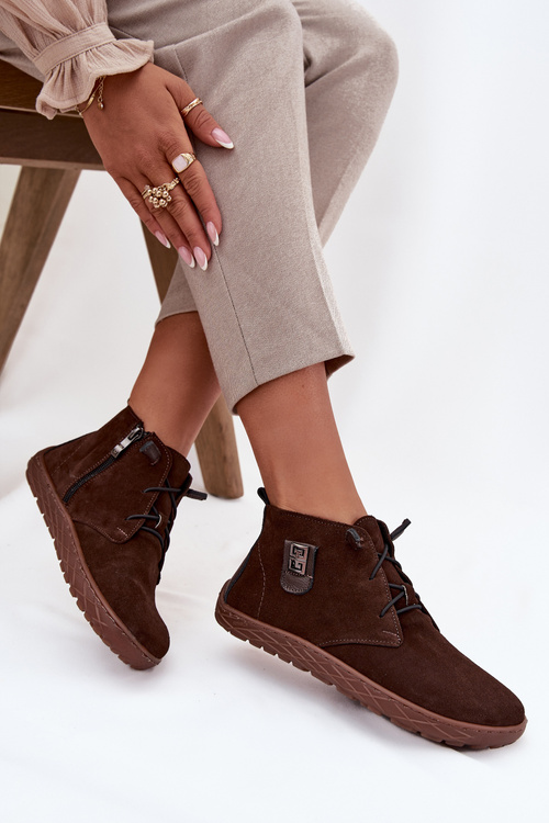 Замшеві жіночі мокасини Barefoot з оздобленням Zazoo 30072 шоколадні