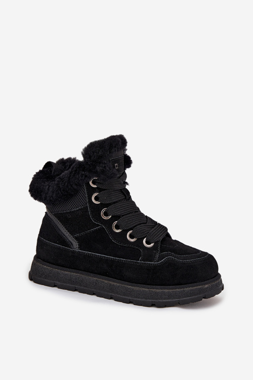 Замшеві Снігоступи Для Жінок На Платформі З Пухом Big Star SS274369 Чорні