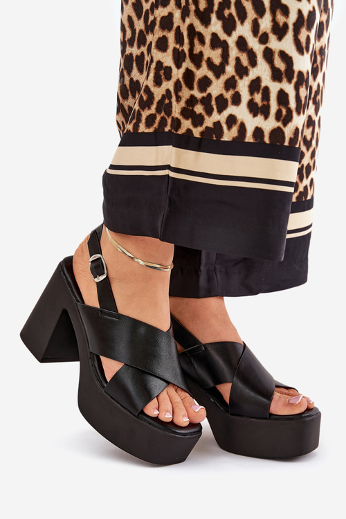 Жіночі Сандалі На Каблуку І Платформі З Еко Шкіри Чорні Annavin