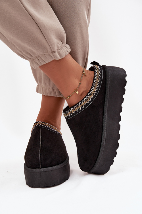 Жіночі зимові чоботи з декоративним вишивкою Чорний Jenira