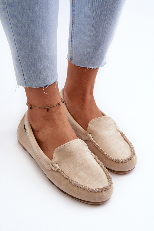 Жіночі бежеві мокасини Amrutia зі штучної замші