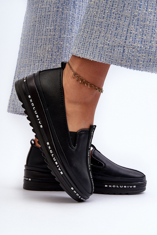 Жіночі шкіряні лофери на платформі S.Barski LR260 Чорні