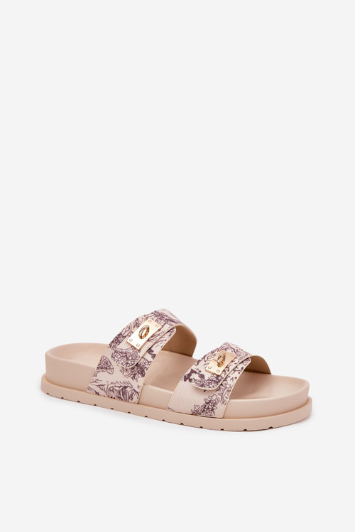 Візерункові Жіночі Сланці На Платформі Бежеві Sorina