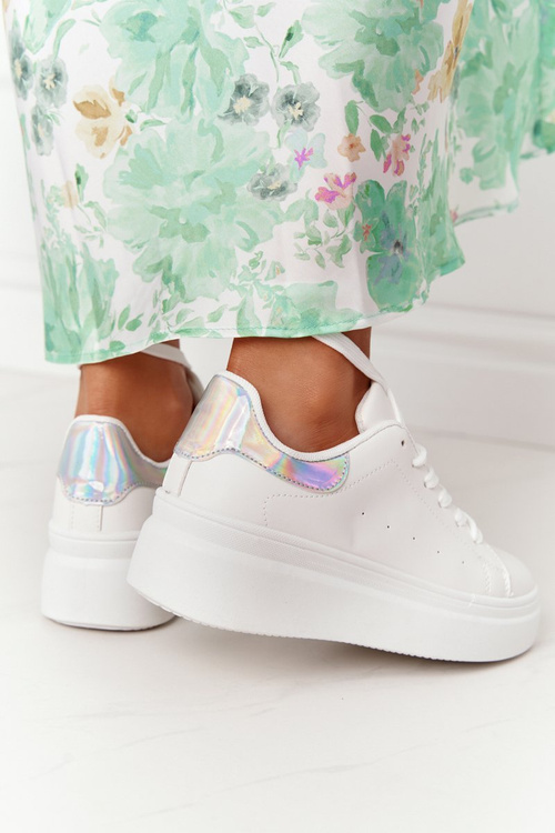 Жіноче спортивне взуття Кросівки на платформі Біло-Сріблясті Яскраво Сяють