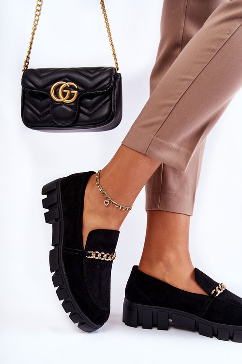 Замшеві туфлі з ланцюжком Чорні Anne