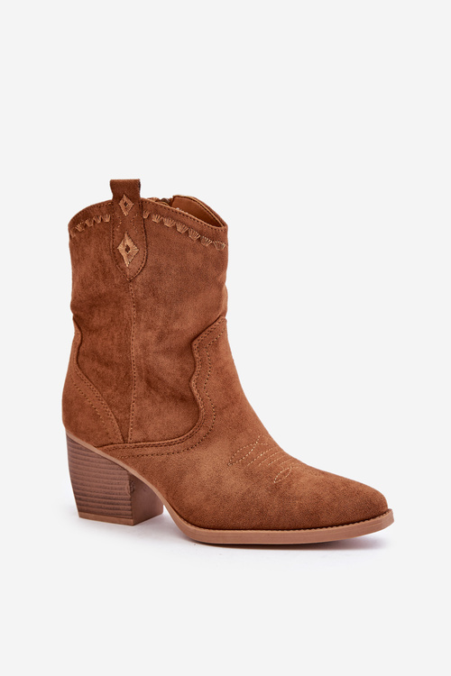 Ковбойські ботильйони на каблуці з еко-замшею Camel Narinae