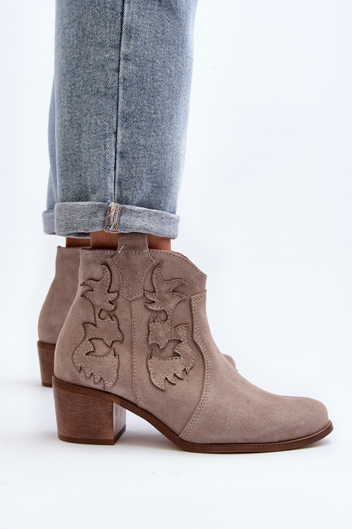 Жіночі замшеві ковбойські чоботи Zazoo 3426 Cappucino